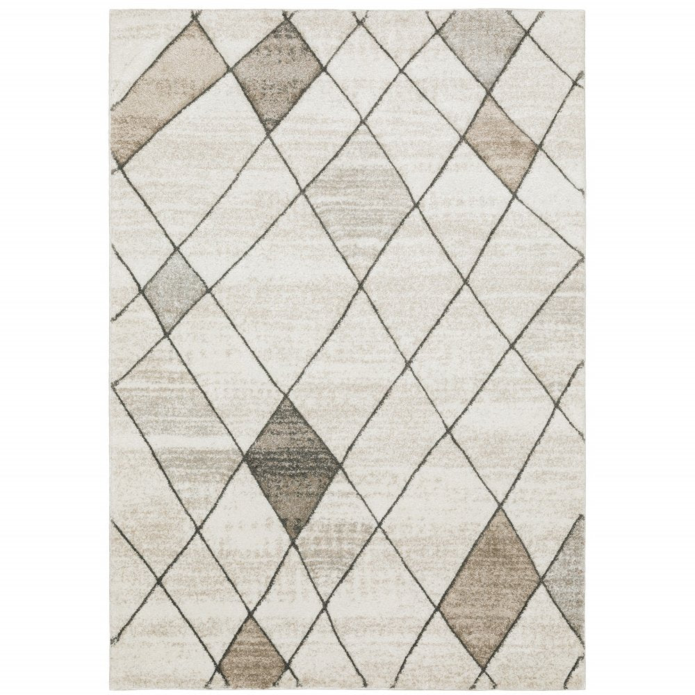 8' X 11' Beige And Gray Geometric Area Rug