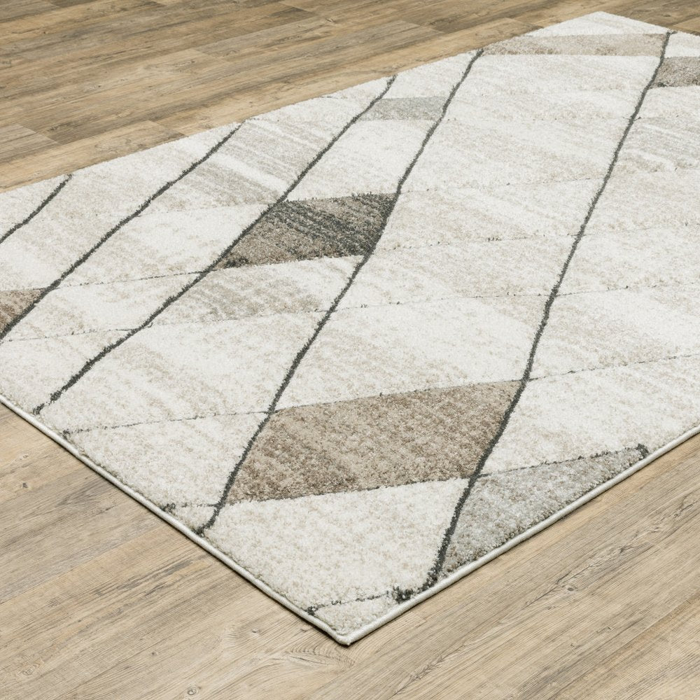 8' X 11' Beige And Gray Geometric Area Rug