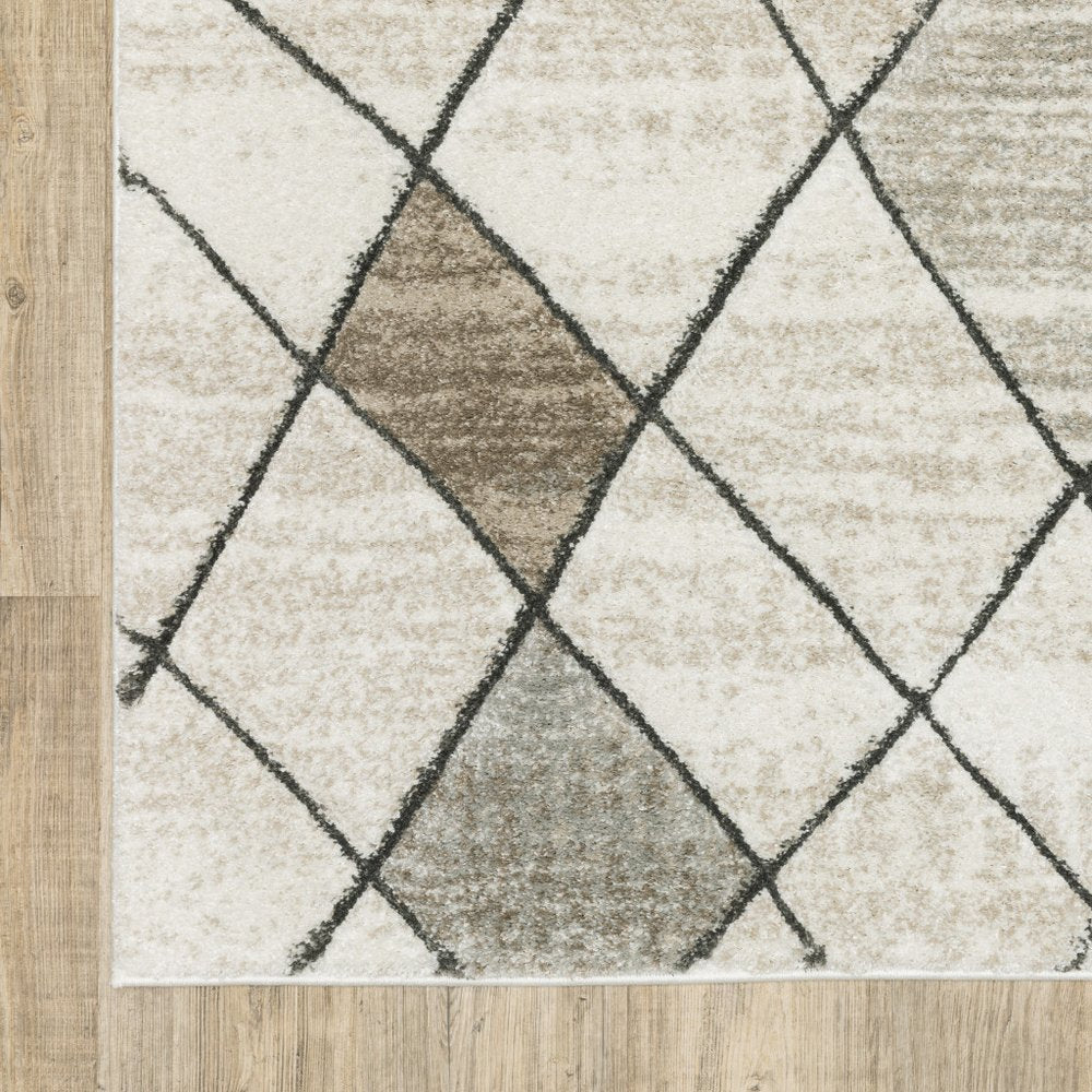 8' X 11' Beige And Gray Geometric Area Rug