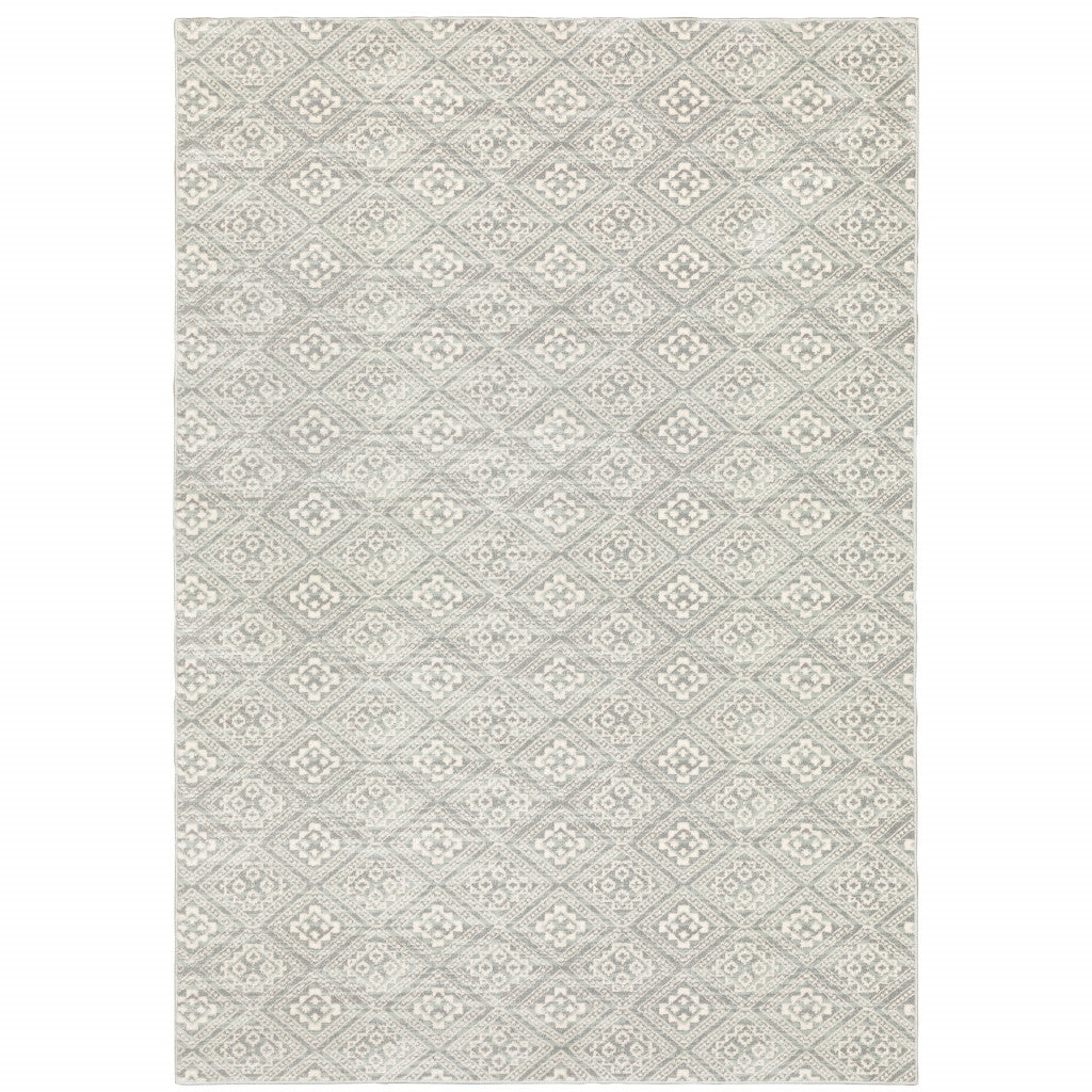 4' X 6' Grey Geometric Power Loom Stain Resistant Area Rug