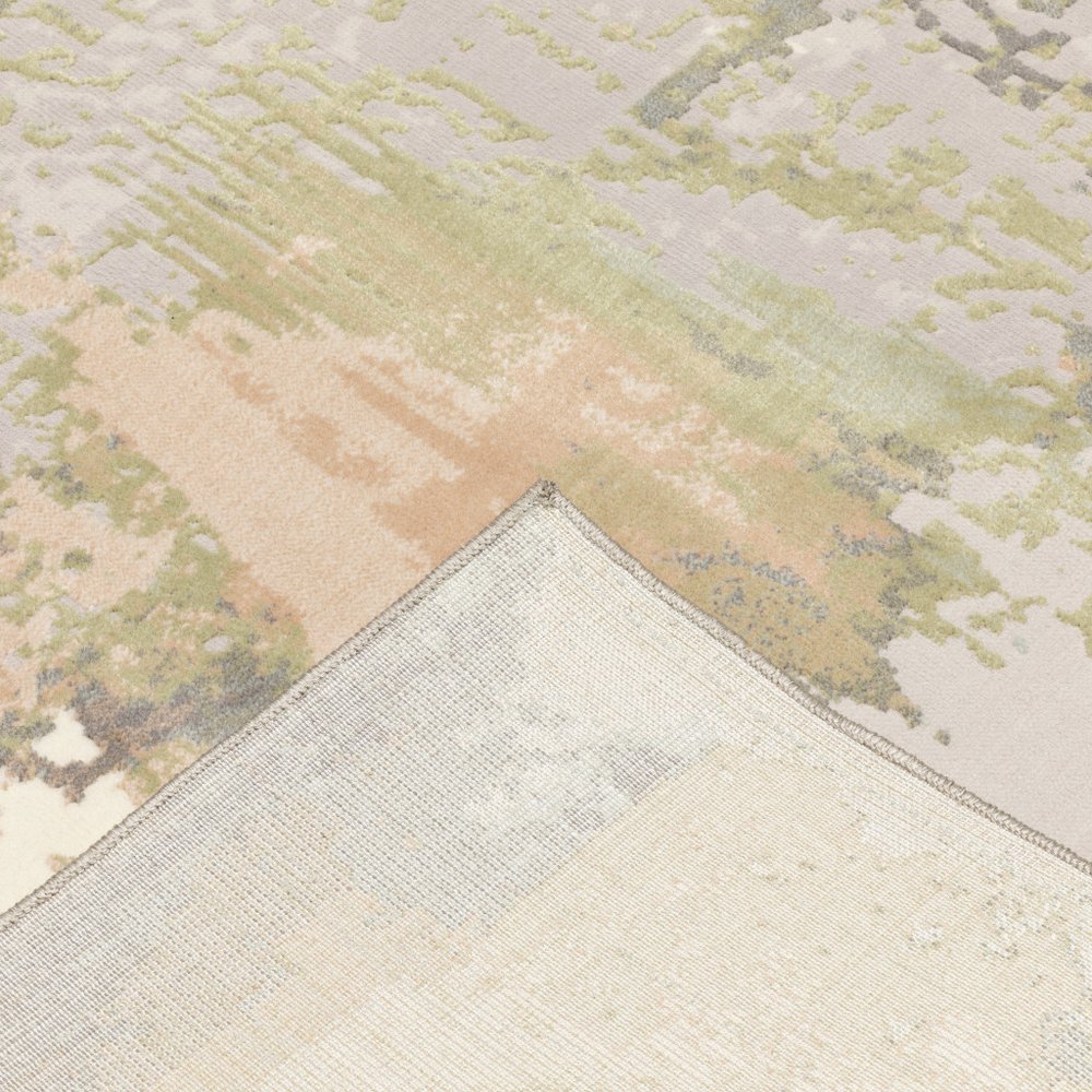 7' X 10' Gray Pink And Cream Abstract Area Rug