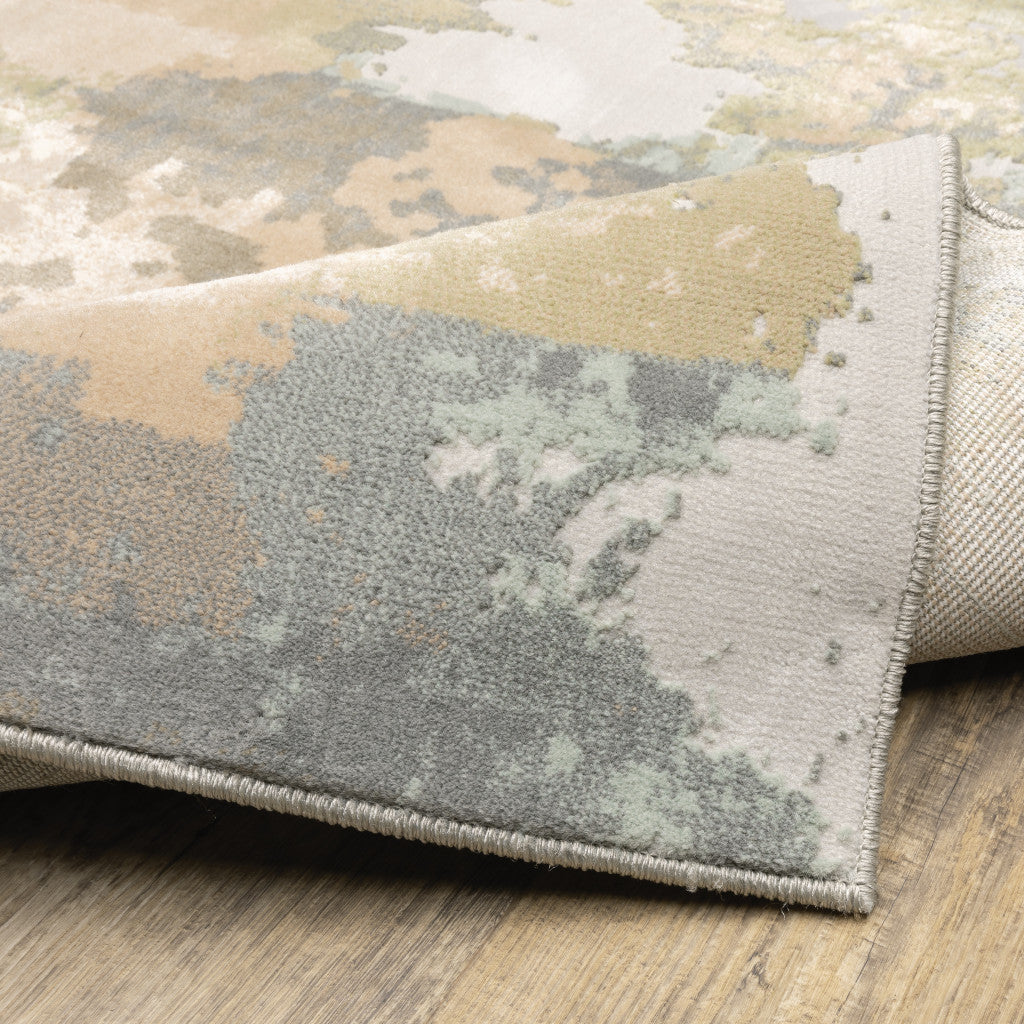 7' X 10' Gray Pink And Cream Abstract Area Rug