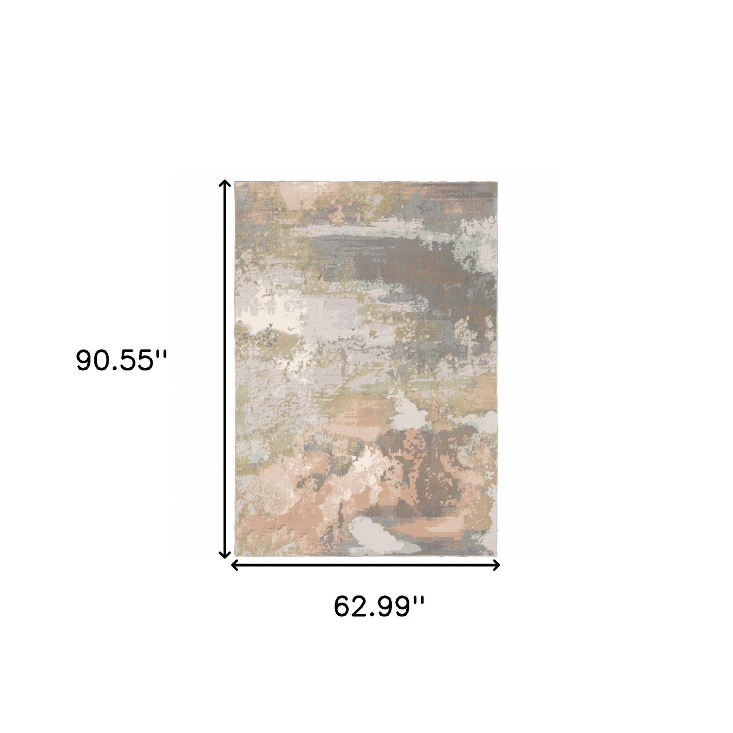 7' X 10' Gray Pink And Cream Abstract Area Rug