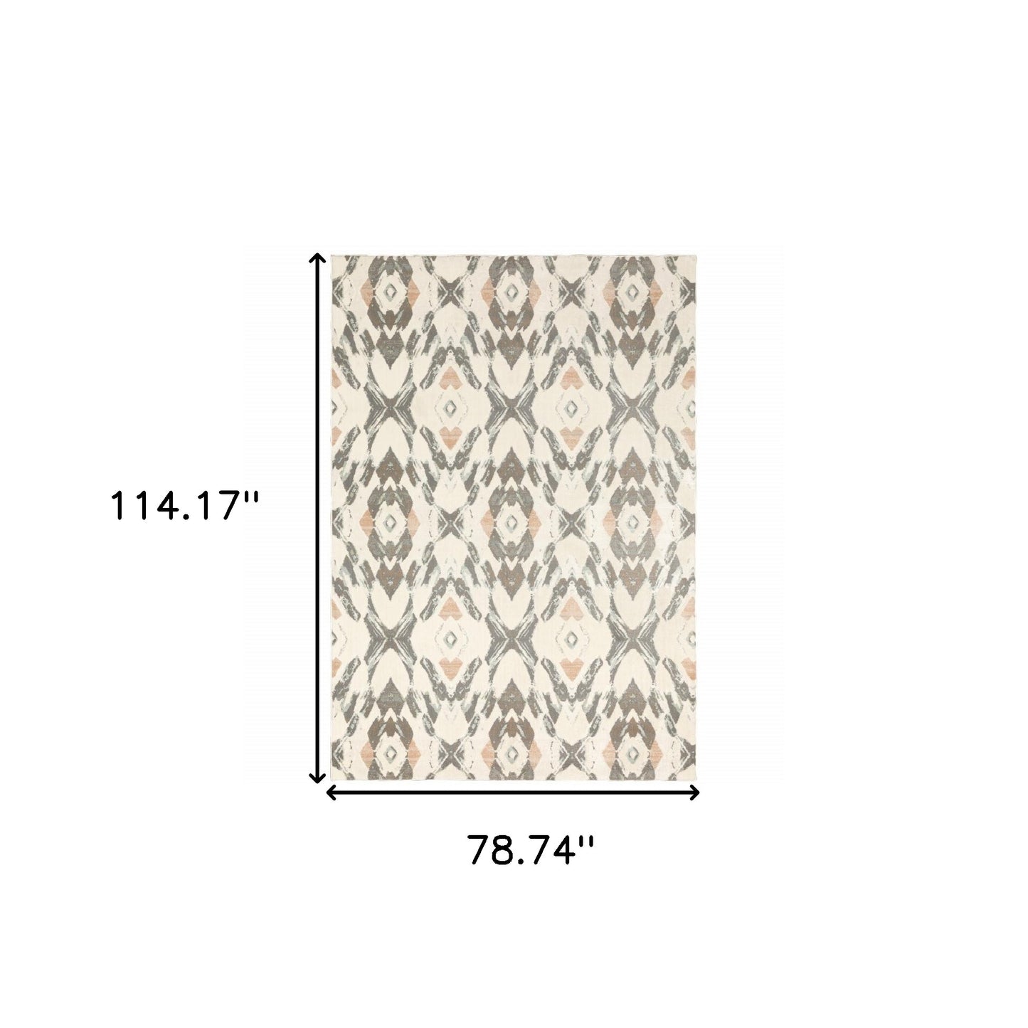 4' X 6' Ivory Pink And Sage Geometric Power Loom Stain Resistant Area Rug