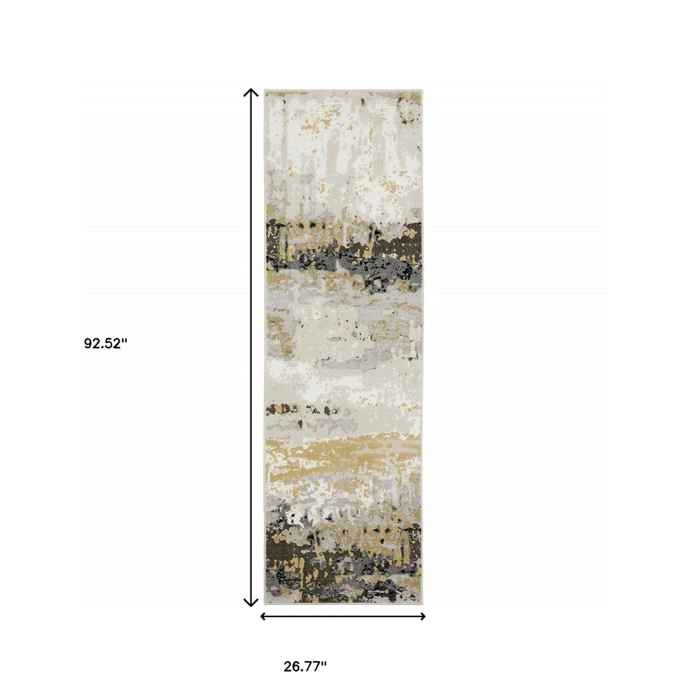 3' X 5' Beige Grey Brown And Sage Green Abstract Power Loom Stain Resistant Area Rug