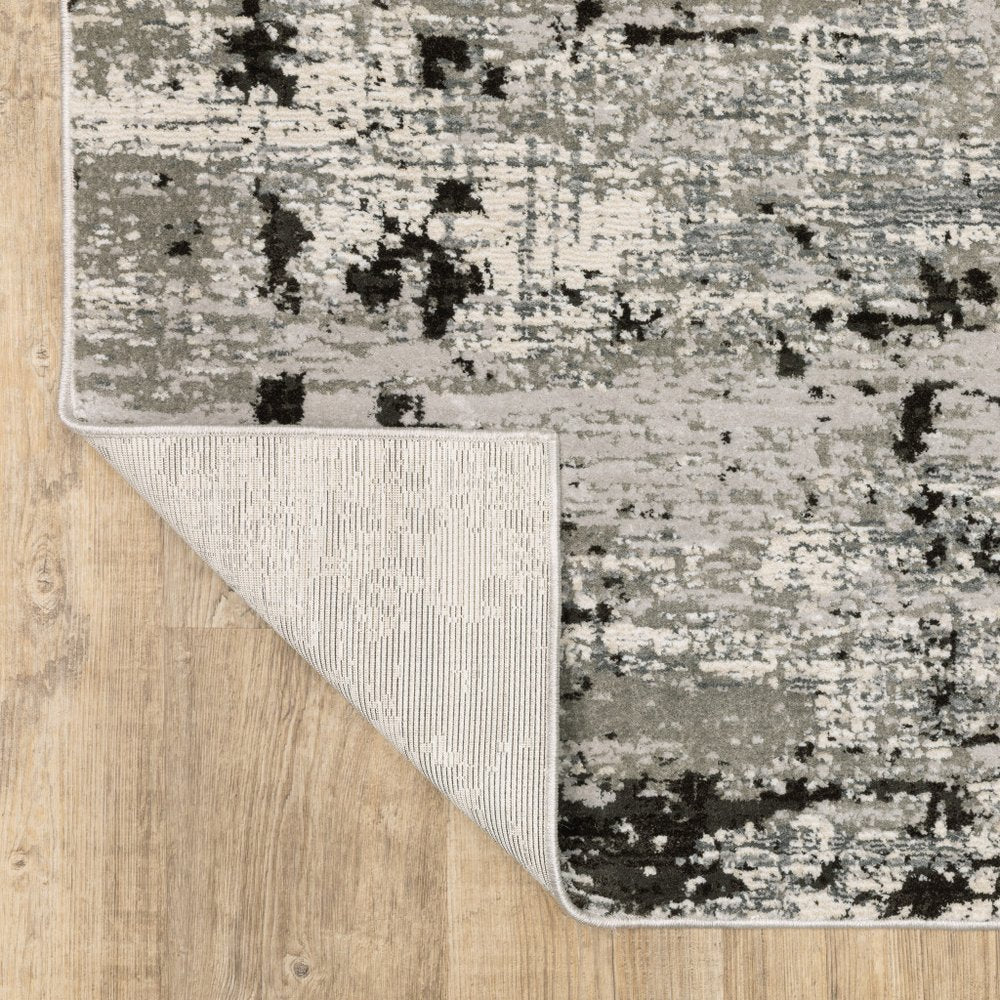8' X 11' Gray And Black Abstract Distressed Area Rug
