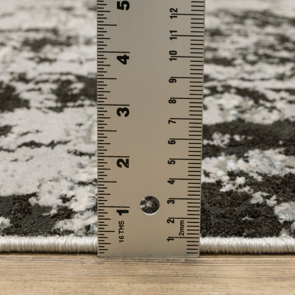 8' X 11' Gray And Black Abstract Distressed Area Rug