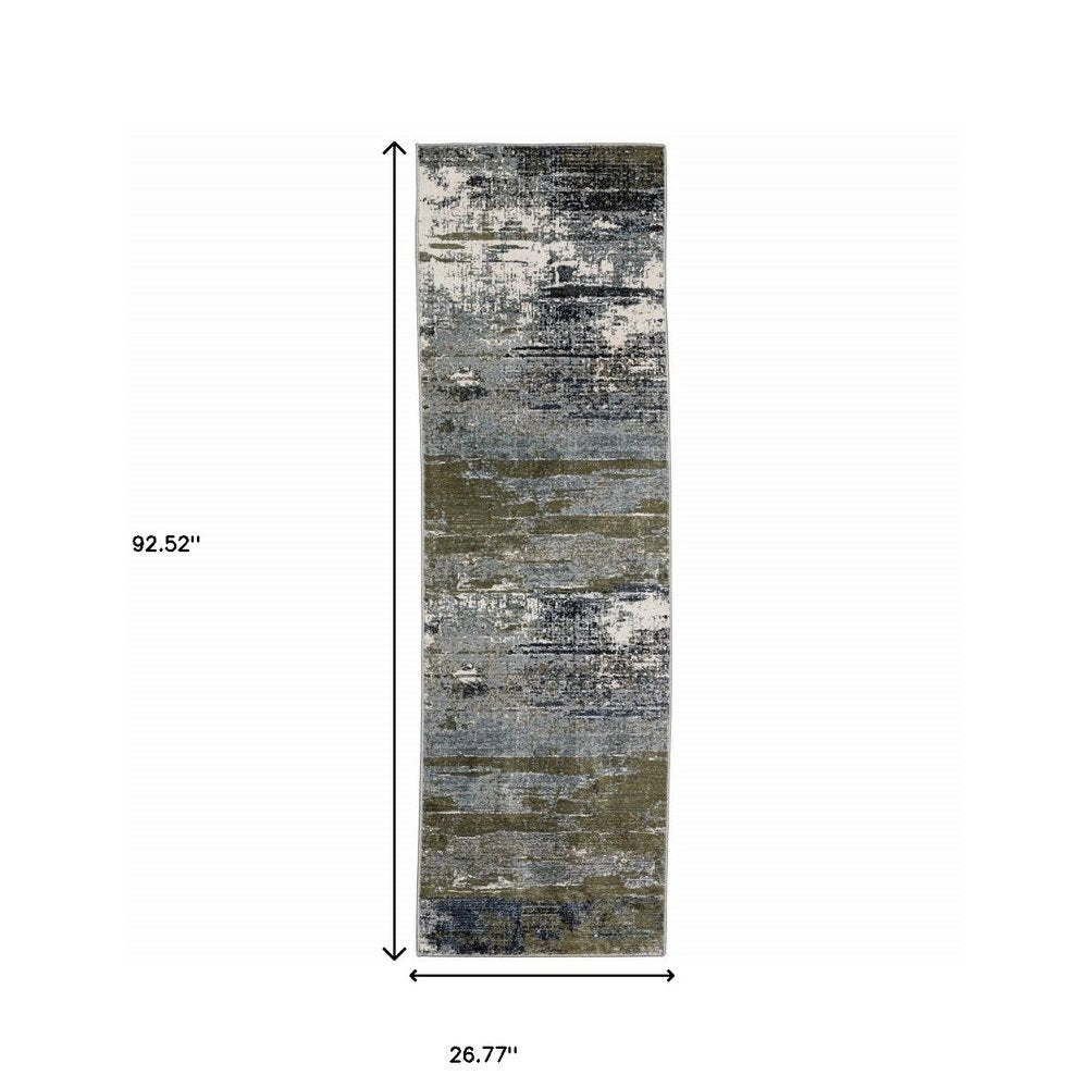 5' X 8' Gold Brown Rust Grey Blue And Beige Abstract Power Loom Stain Resistant Area Rug