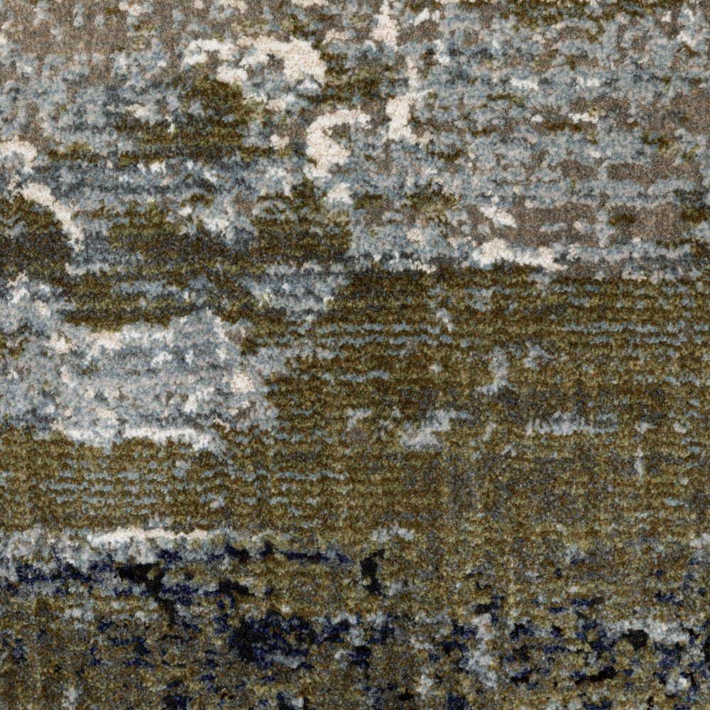 5' X 8' Gold Brown Rust Grey Blue And Beige Abstract Power Loom Stain Resistant Area Rug