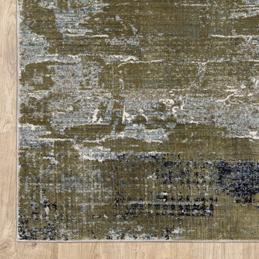 5' X 8' Gold Brown Rust Grey Blue And Beige Abstract Power Loom Stain Resistant Area Rug