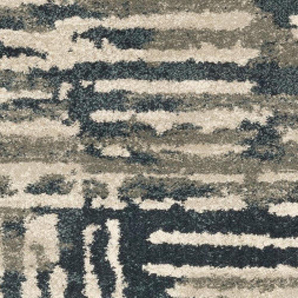 8' X 10' Blue And Beige Abstract Power Loom Stain Resistant Area Rug