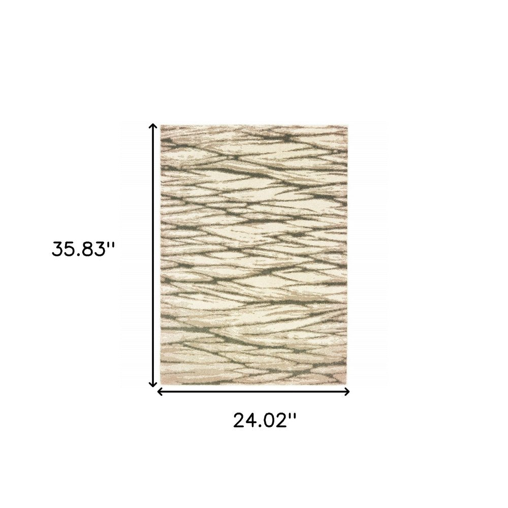 8' X 10' Ivory Sand And Ash Abstract Power Loom Stain Resistant Area Rug