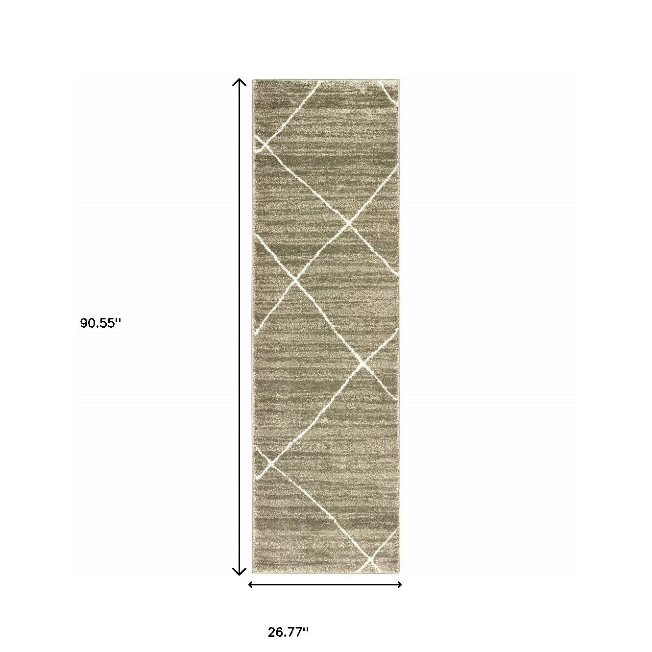 8' X 10' Grey And Ivory Geometric Power Loom Stain Resistant Area Rug