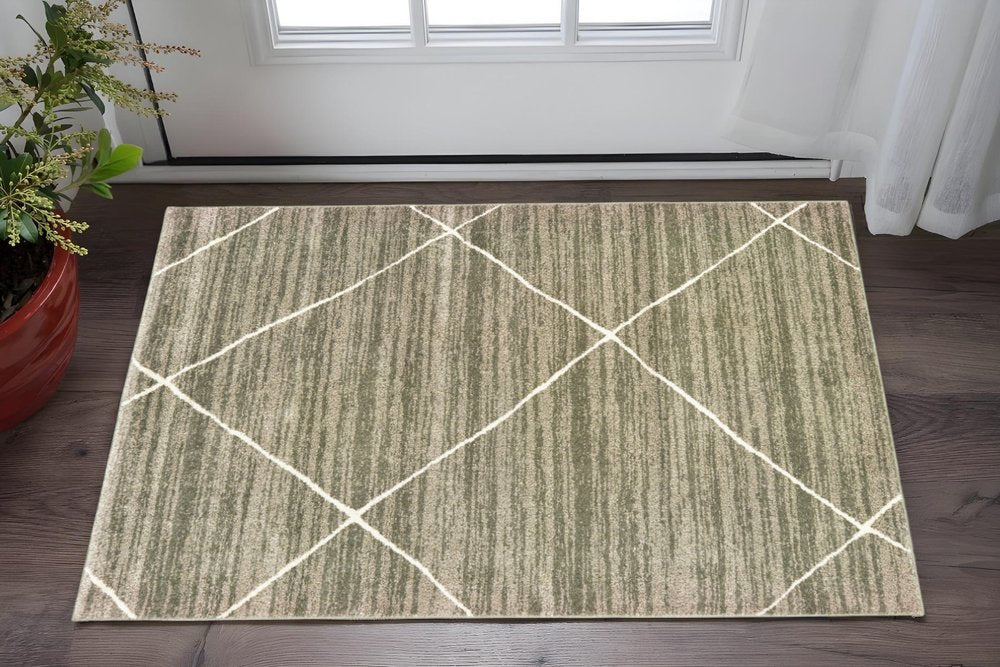 8' X 10' Grey And Ivory Geometric Power Loom Stain Resistant Area Rug