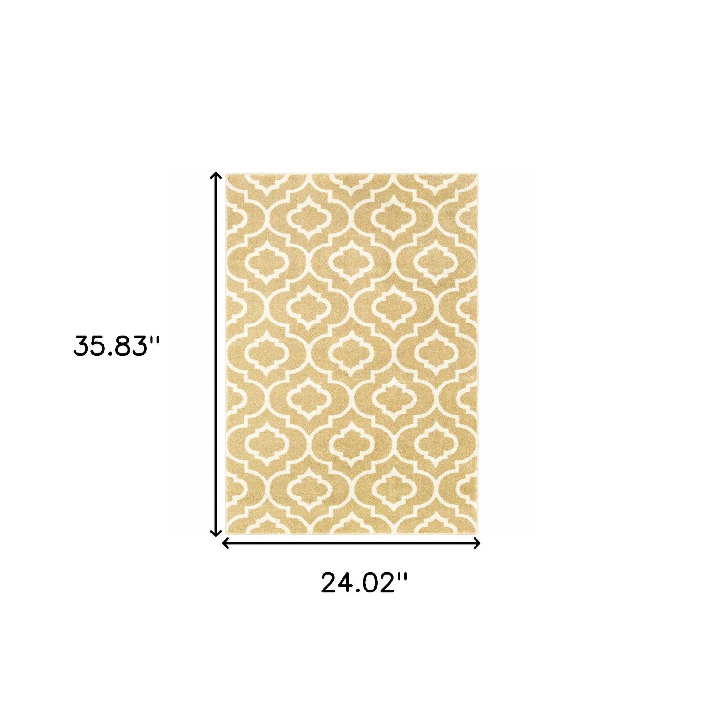2' X 8' Gold And Ivory Geometric Power Loom Stain Resistant Runner Rug