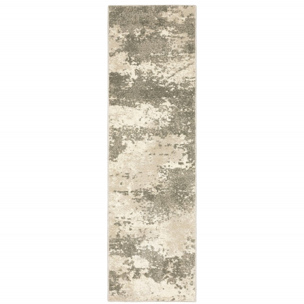 5' X 7' Beige And Grey Abstract Power Loom Stain Resistant Area Rug