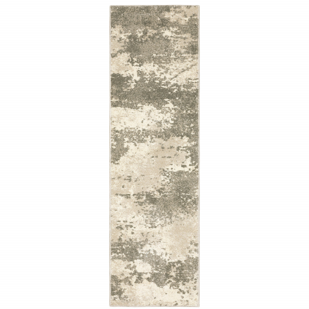 5' X 7' Beige And Grey Abstract Power Loom Stain Resistant Area Rug
