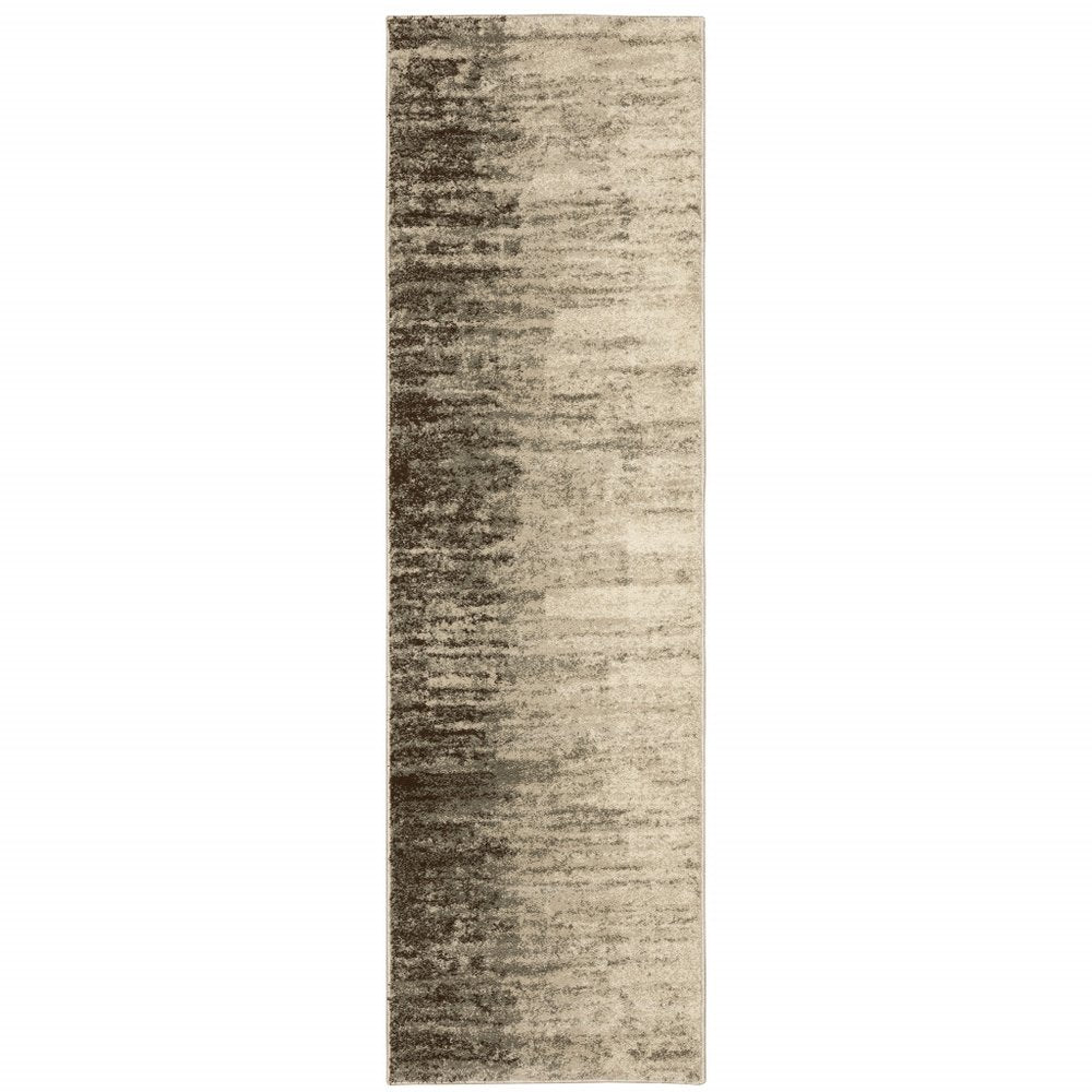5' X 7' Beige And Grey Abstract Power Loom Stain Resistant Area Rug