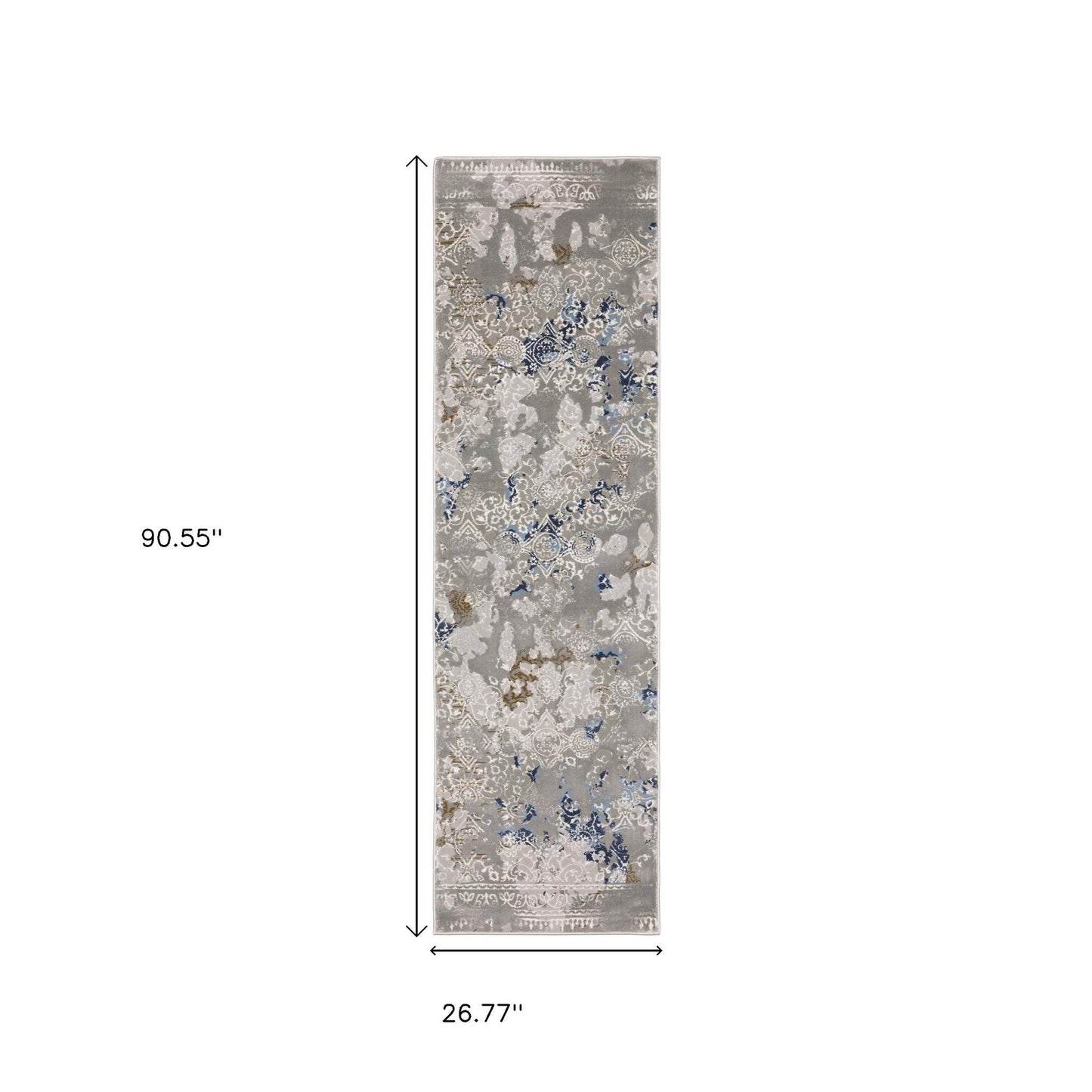 5' X 8' Grey Blue Ivory Brown And Navy Abstract Power Loom Stain Resistant Area Rug