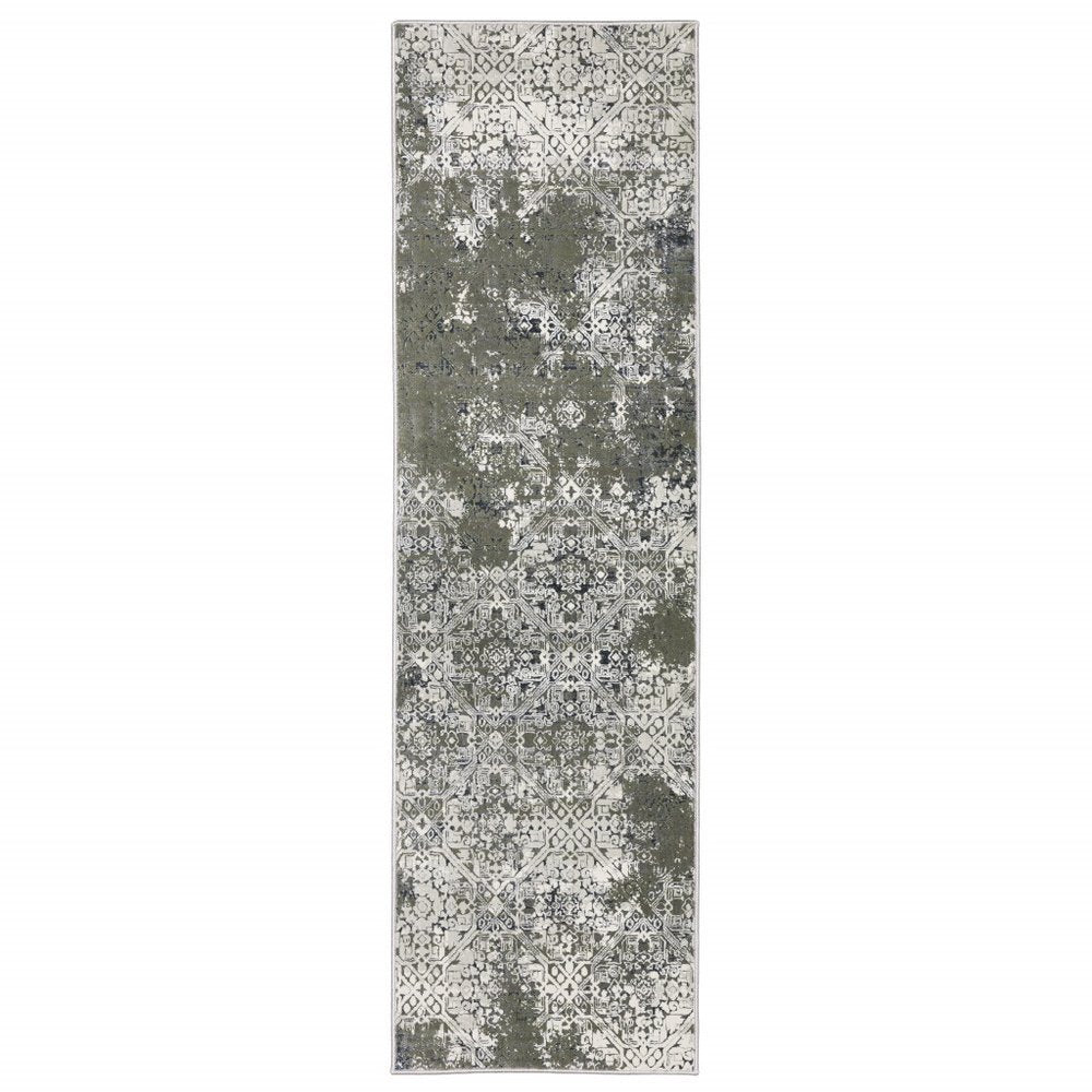 8' X 11' Beige And Gray Abstract Distressed Area Rug