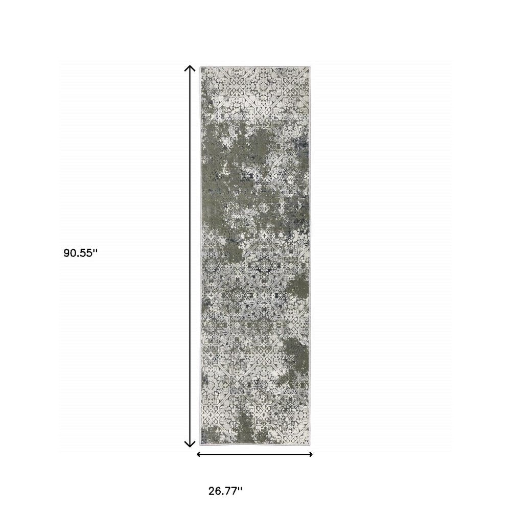 8' X 11' Beige And Gray Abstract Distressed Area Rug