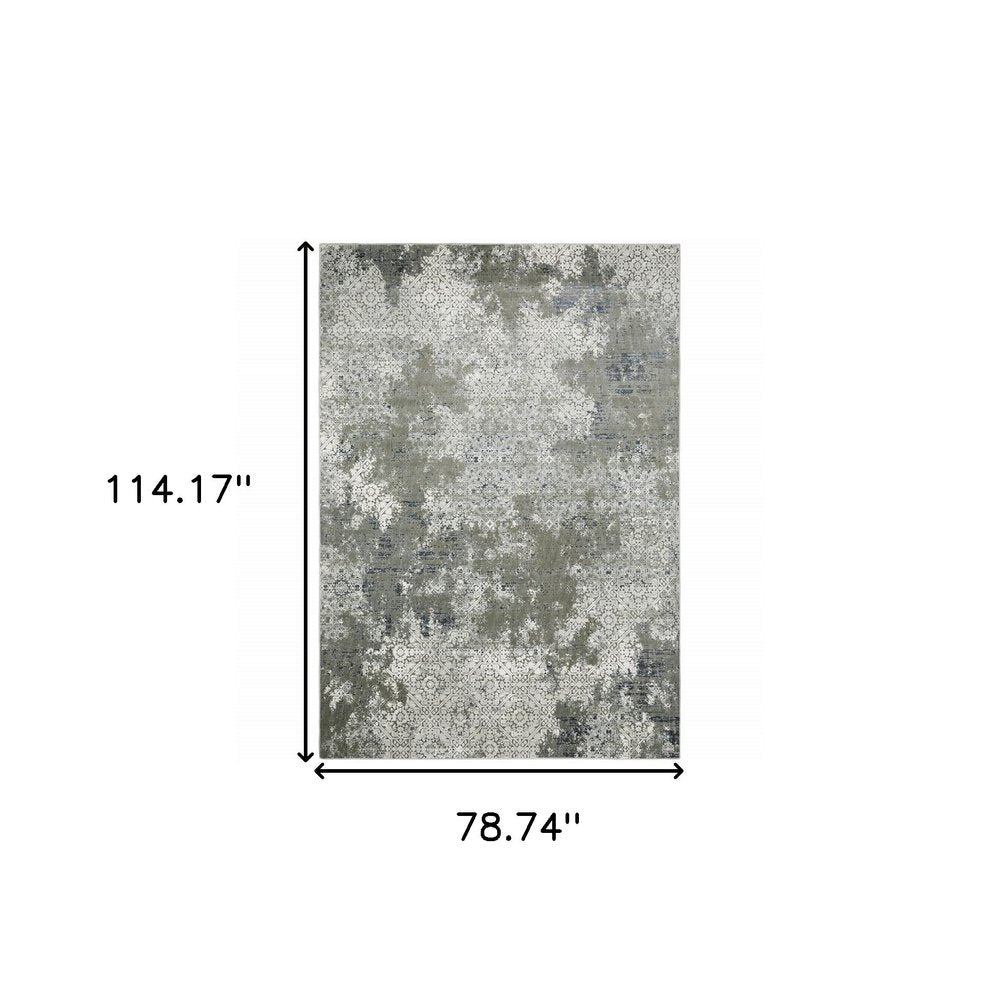 8' X 11' Beige And Gray Abstract Distressed Area Rug
