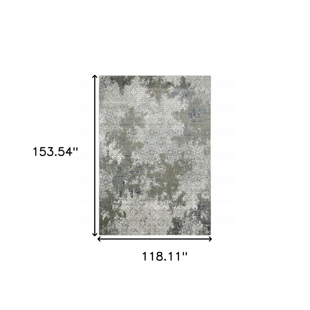 8' X 11' Beige And Gray Abstract Distressed Area Rug