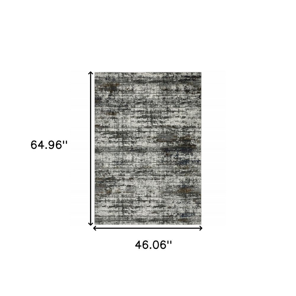 8' X 11' Charcoal And Gray Abstract Distressed Area Rug