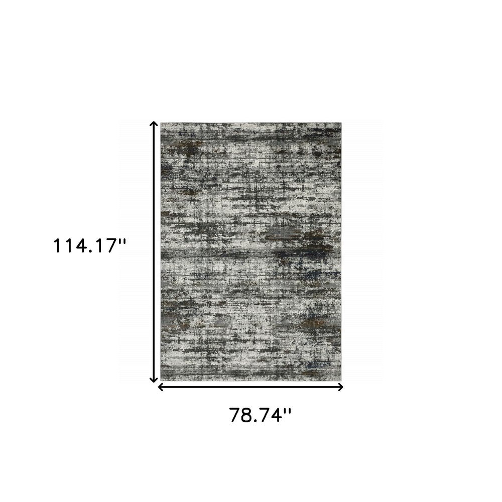 8' X 11' Charcoal And Gray Abstract Distressed Area Rug