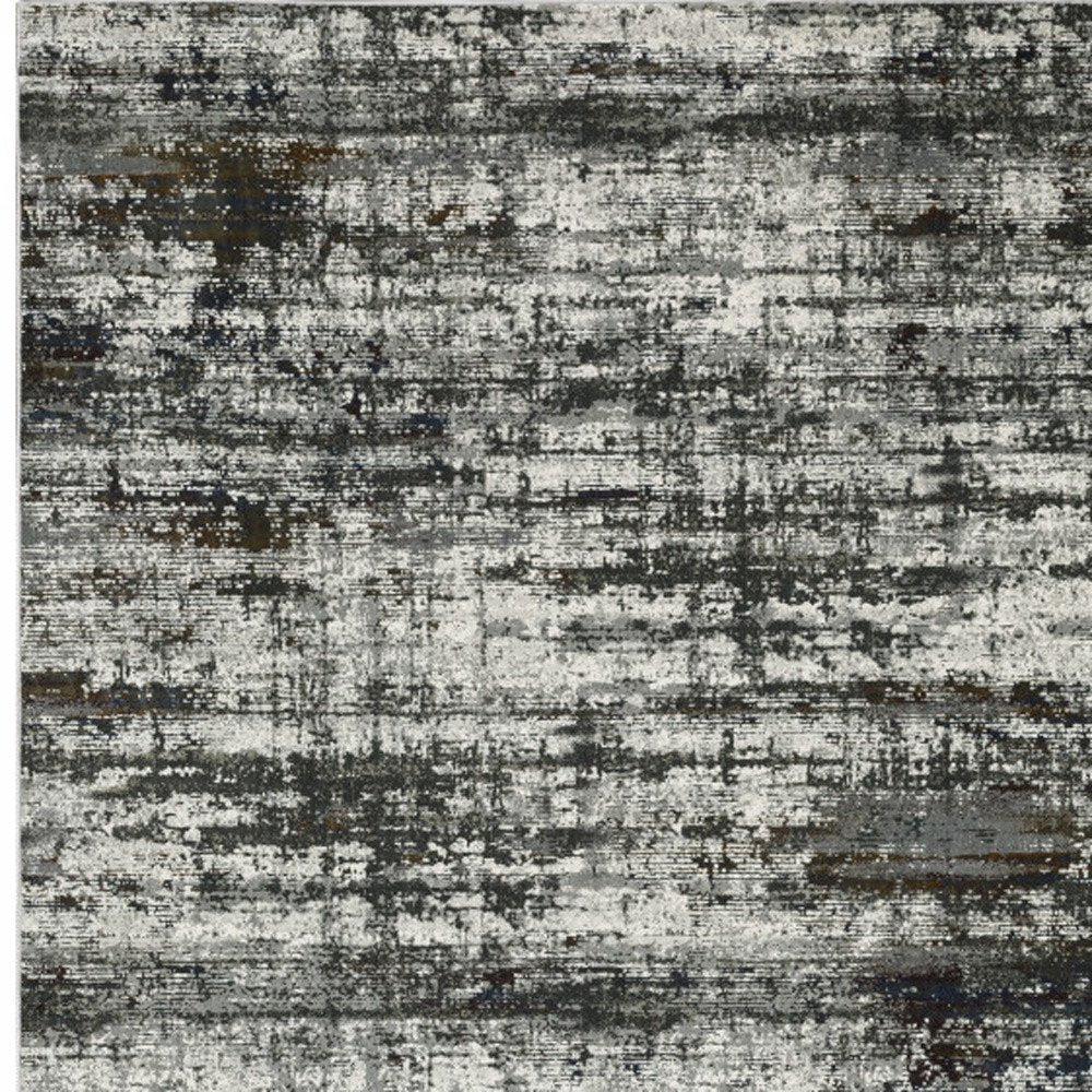 8' X 11' Charcoal And Gray Abstract Distressed Area Rug