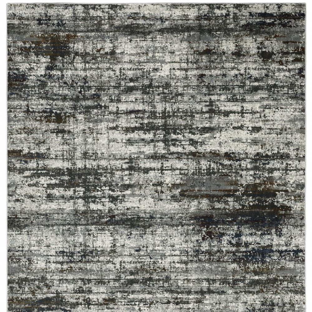 8' X 11' Charcoal And Gray Abstract Distressed Area Rug