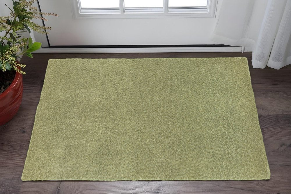 10' X 13' Olive Green Shag Tufted Handmade Stain Resistant Area Rug