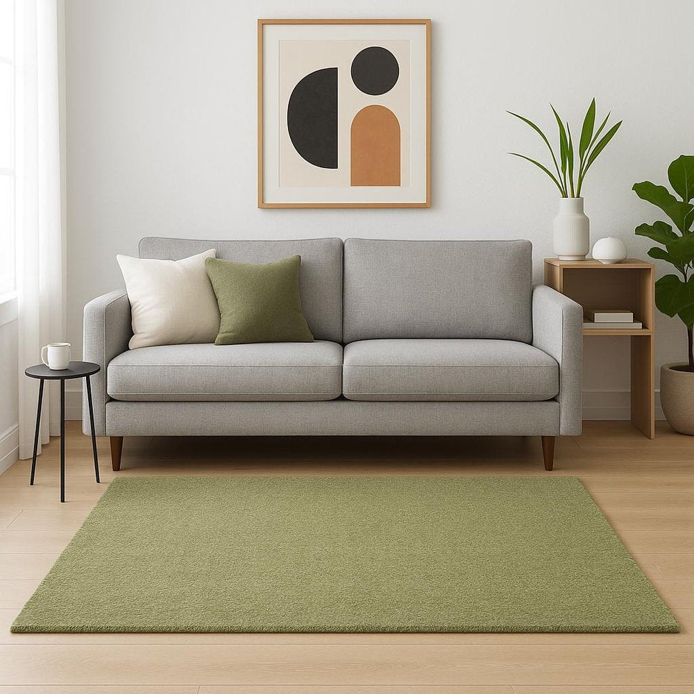 10' X 13' Olive Green Shag Tufted Handmade Stain Resistant Area Rug