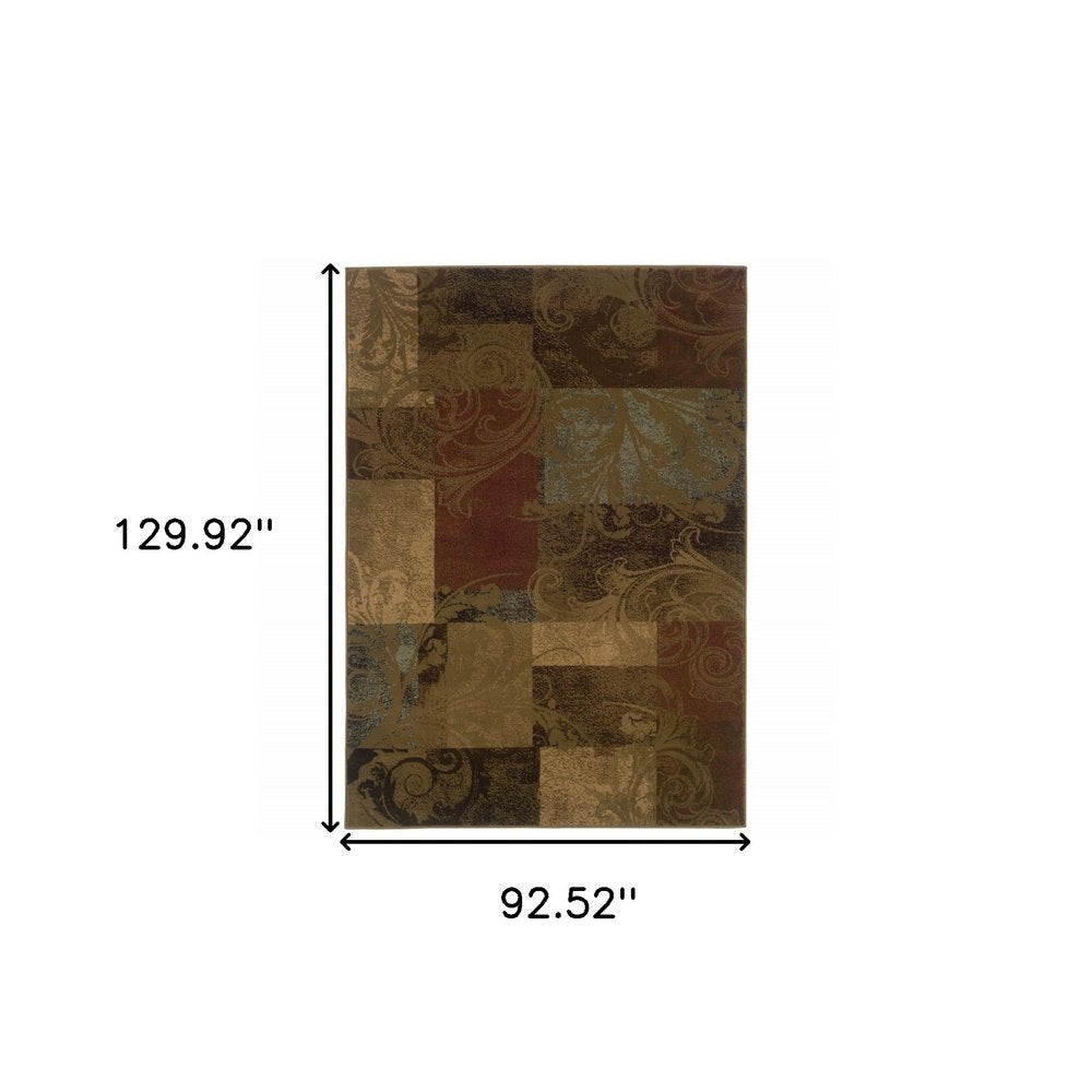 2' X 8' Green Geometric Power Loom Stain Resistant Runner Rug