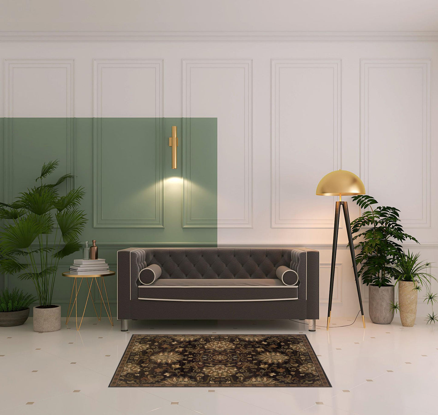 10' X 13' Brown Beige Blue And Red Oriental Power Loom Stain Resistant Area Rug