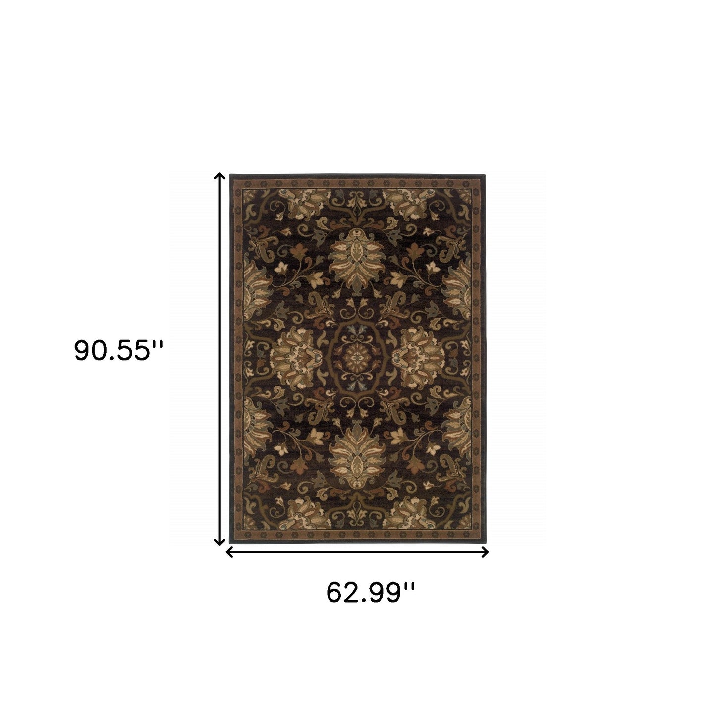 10' X 13' Brown Beige Blue And Red Oriental Power Loom Stain Resistant Area Rug