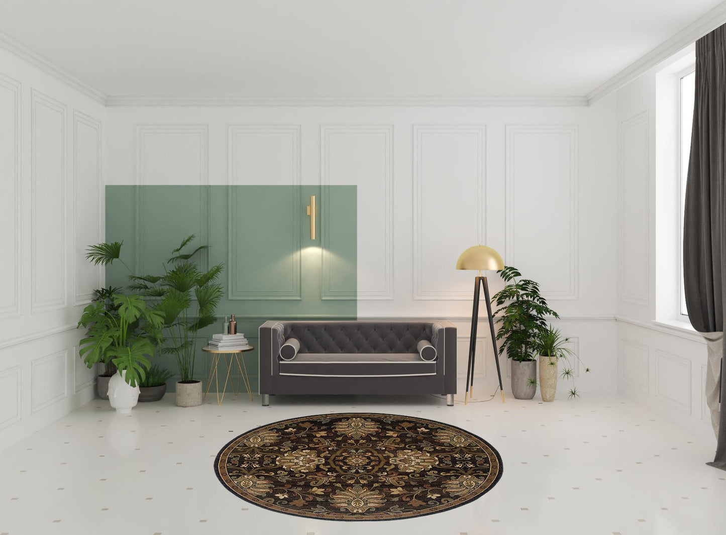 10' X 13' Brown Beige Blue And Red Oriental Power Loom Stain Resistant Area Rug