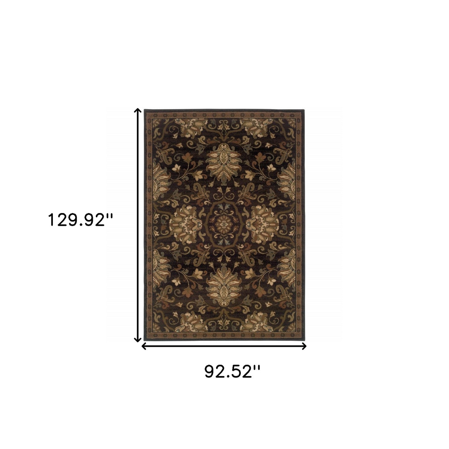 10' X 13' Brown Beige Blue And Red Oriental Power Loom Stain Resistant Area Rug