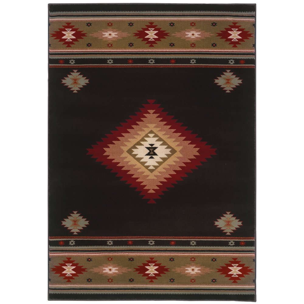 4' X 6' Beige Southwestern Power Loom Stain Resistant Area Rug