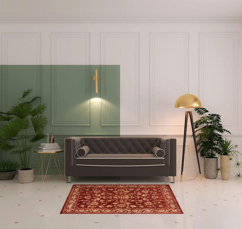 10' X 13' Red And Gold Oriental Power Loom Stain Resistant Area Rug