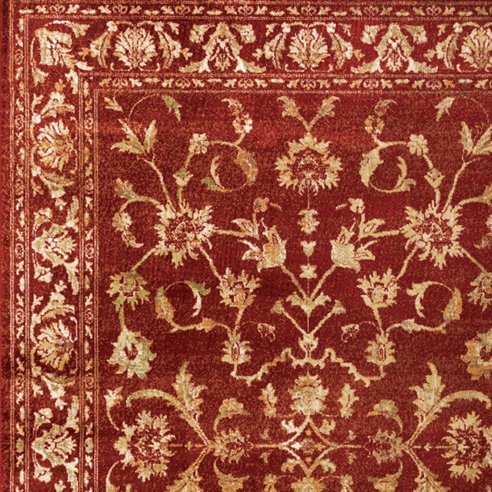 10' X 13' Red And Gold Oriental Power Loom Stain Resistant Area Rug