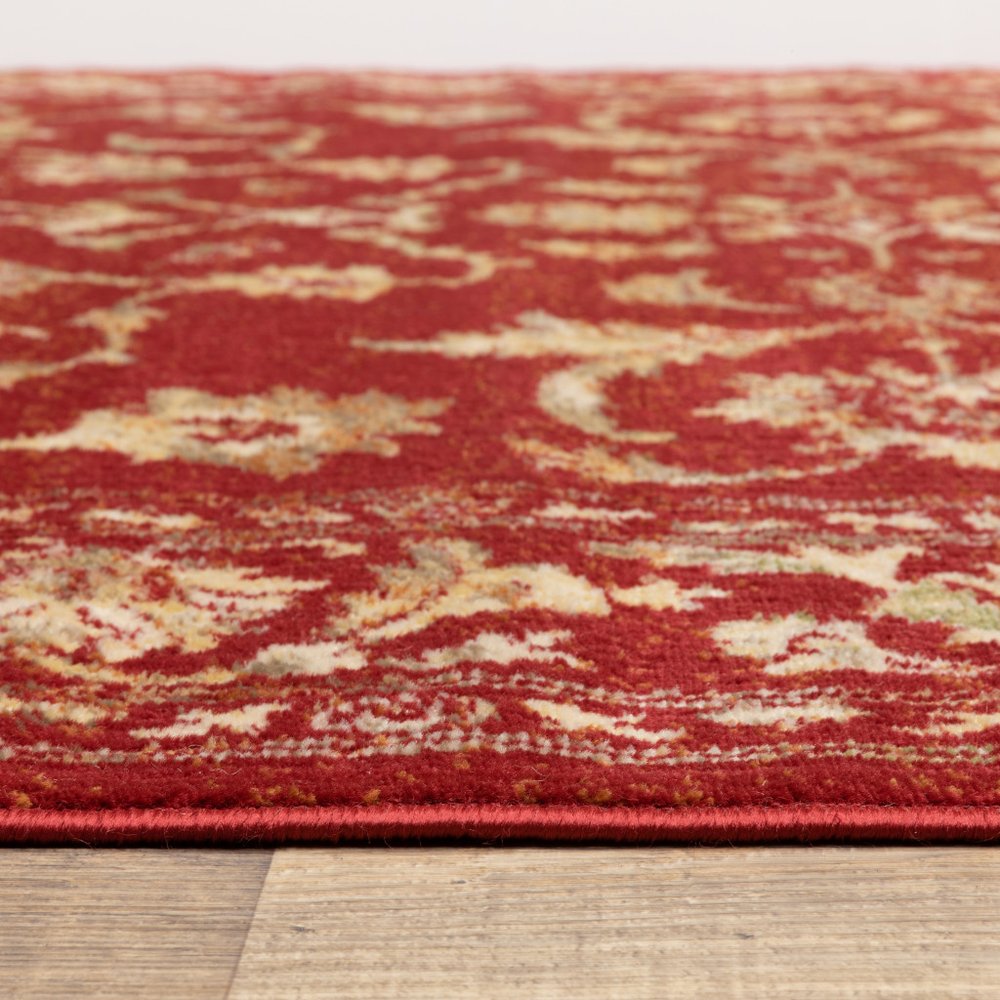 10' X 13' Red And Gold Oriental Power Loom Stain Resistant Area Rug