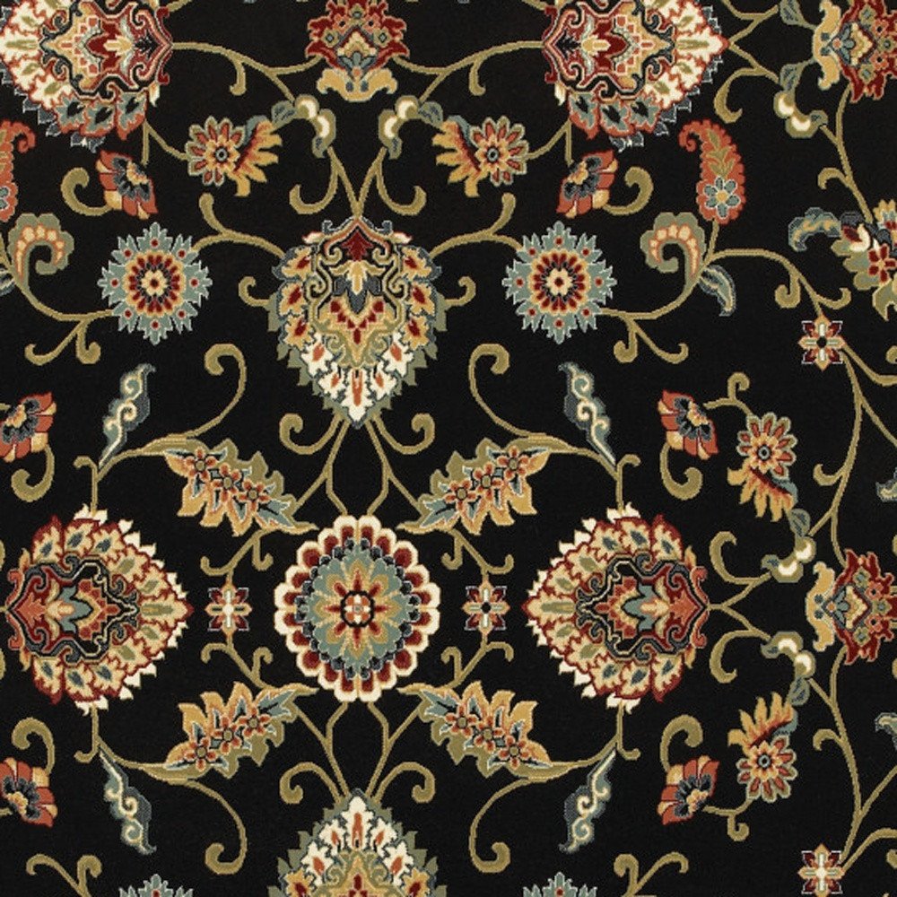 6' X 9' Black and Yellow Floral Power Loom Area Rug