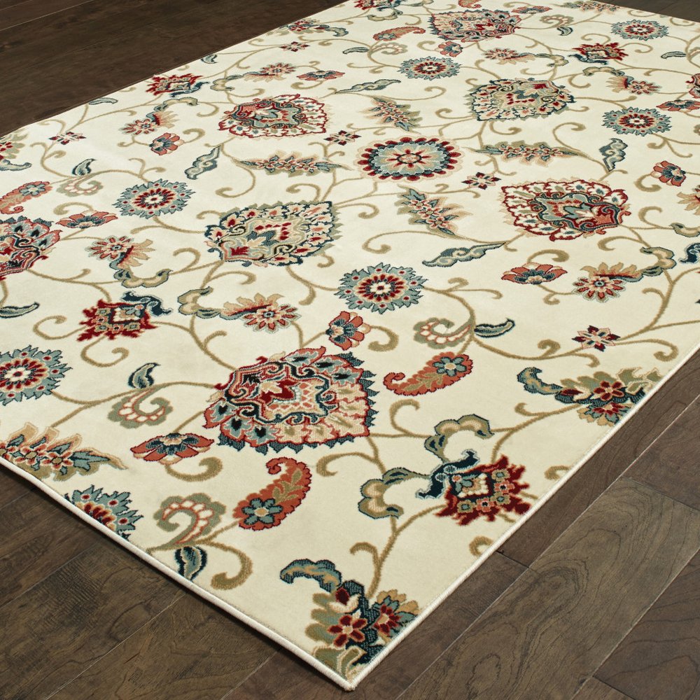 6' X 9' Black and Yellow Floral Power Loom Area Rug