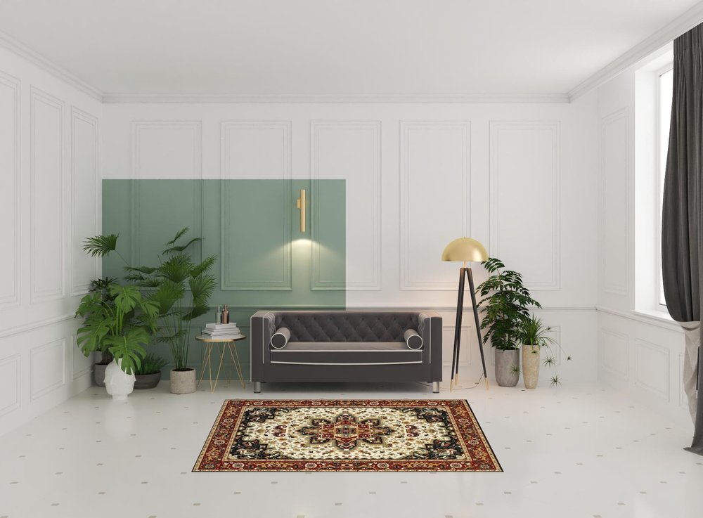 2' X 8' Red And Ivory Oriental Power Loom Stain Resistant Runner Rug