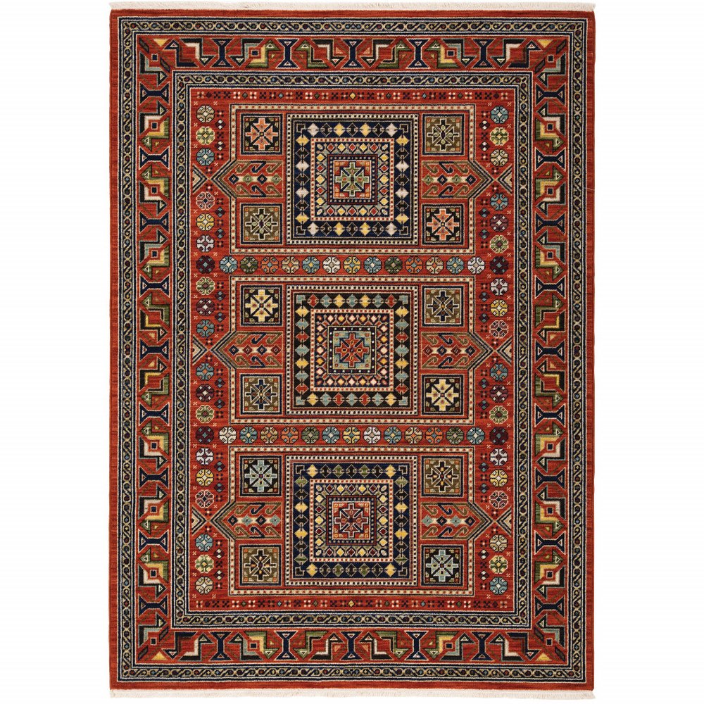 2' X 3' Blue and Red Oriental Power Loom Area Rug