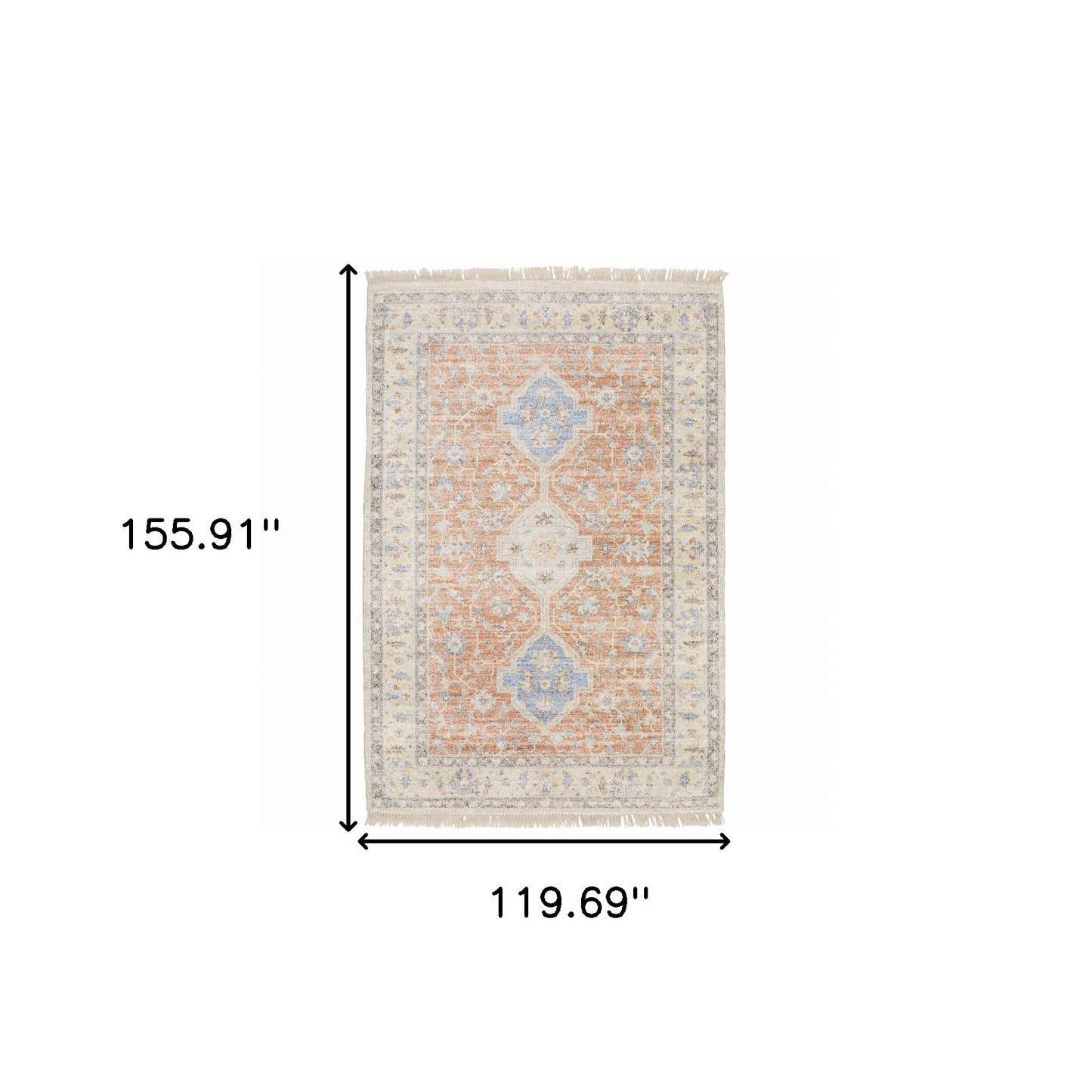 10' X 13' Beige And Charcoal Oriental Hand Loomed Stain Resistant Area Rug With Fringe