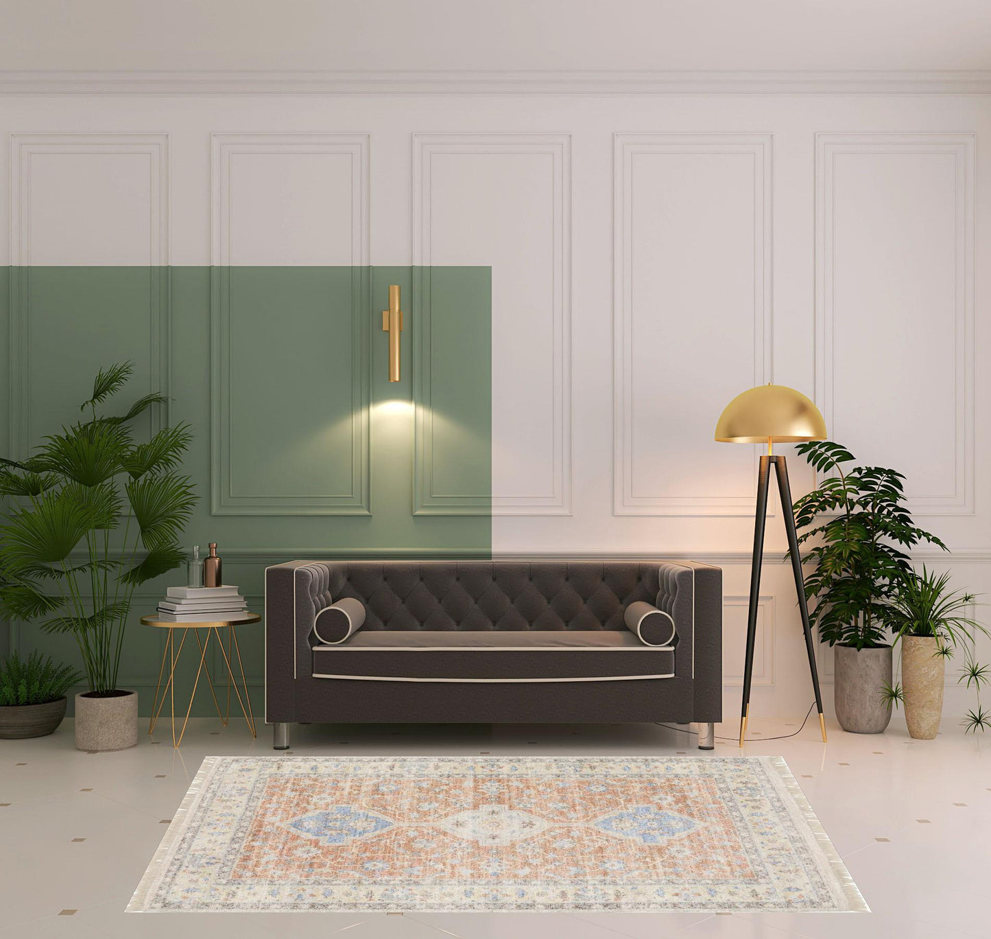 10' X 13' Beige And Charcoal Oriental Hand Loomed Stain Resistant Area Rug With Fringe