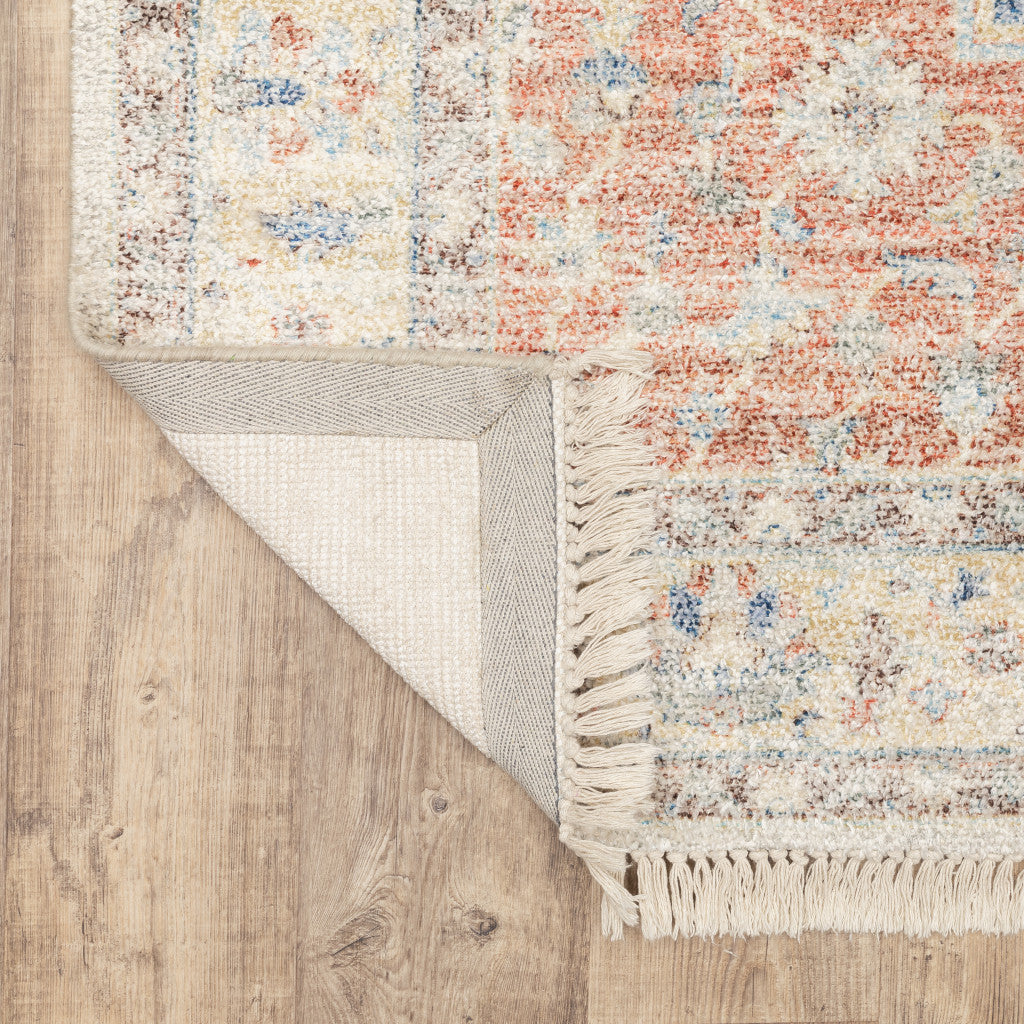 10' X 13' Beige And Charcoal Oriental Hand Loomed Stain Resistant Area Rug With Fringe