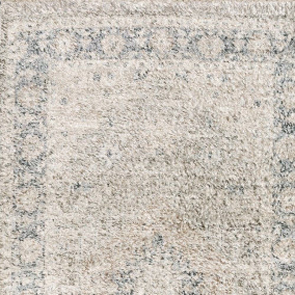 8' X 10' Beige And Grey Oriental Hand Loomed Stain Resistant Area Rug With Fringe